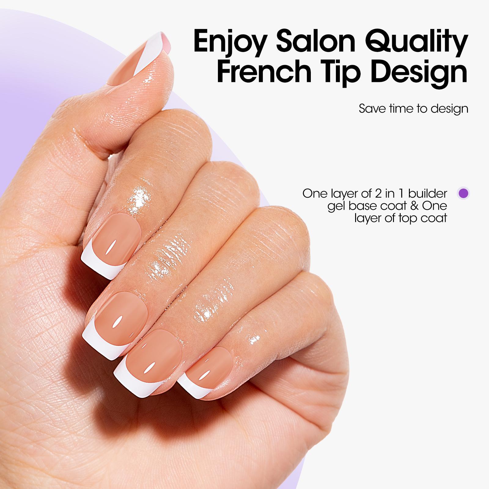 Gellen Complete French Tip Nail Kit – 240pcs, Gel top coat & base coat, UV lamp, Solid Nail Glue Nailartkits Polishset