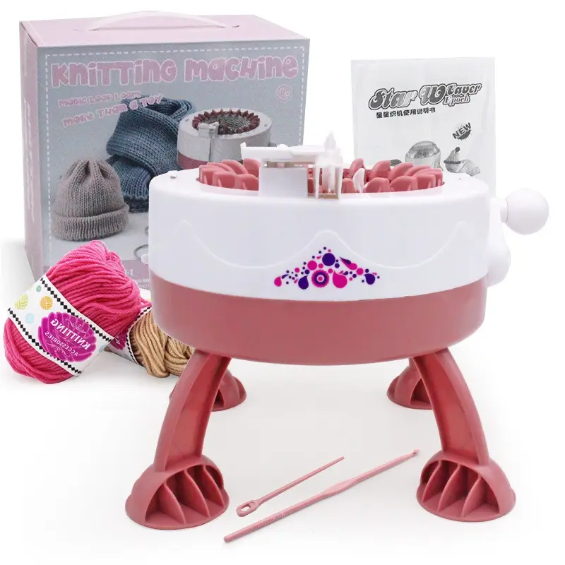 Small DIY Knitting Machine, 22 Needles Adult DIY Knitting Board, Star Cylinder Wool Knitter, Toys for Socks Hats Scarves, Smart Knitting Machine, Knitting Kit(Includes 2 skeins of wool yarn in random colors)