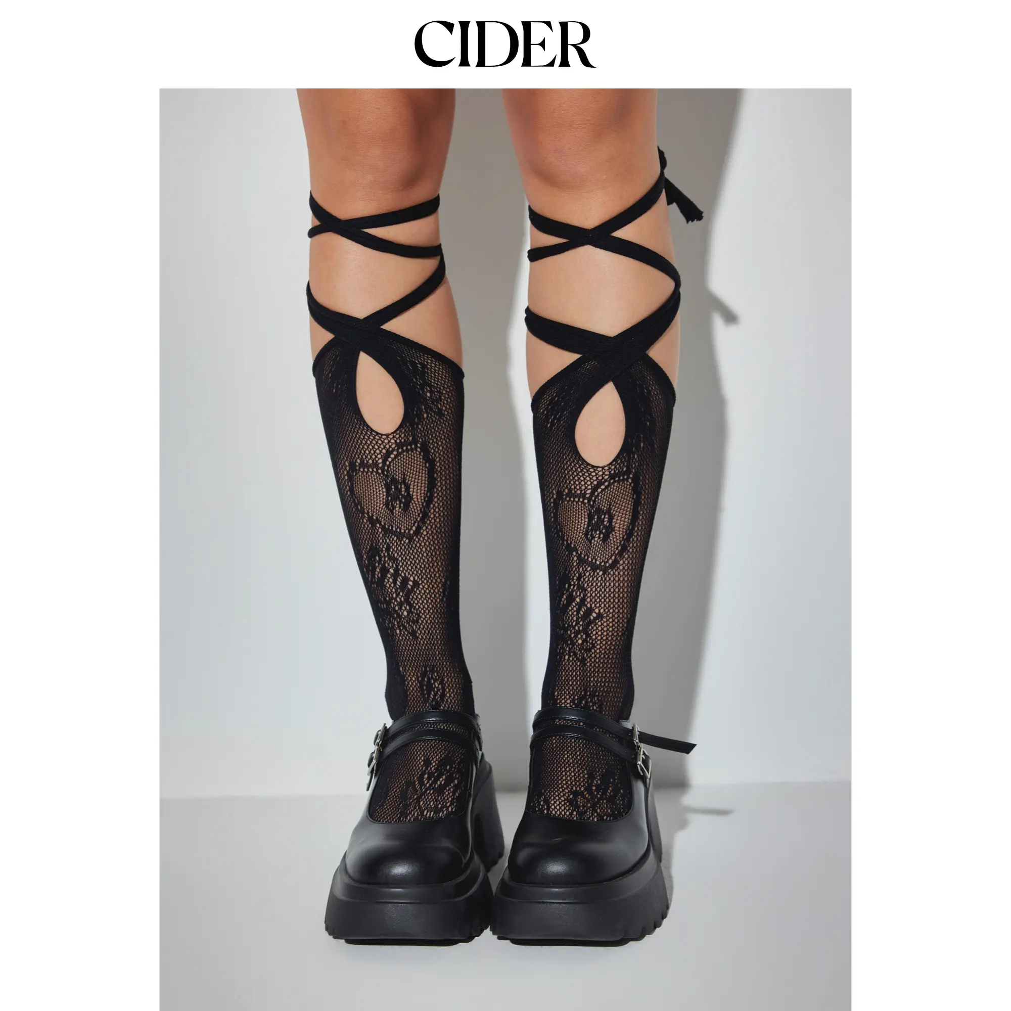 Cider [2 colors, size One Size-One Size] Lace Up Over the Calf Socks