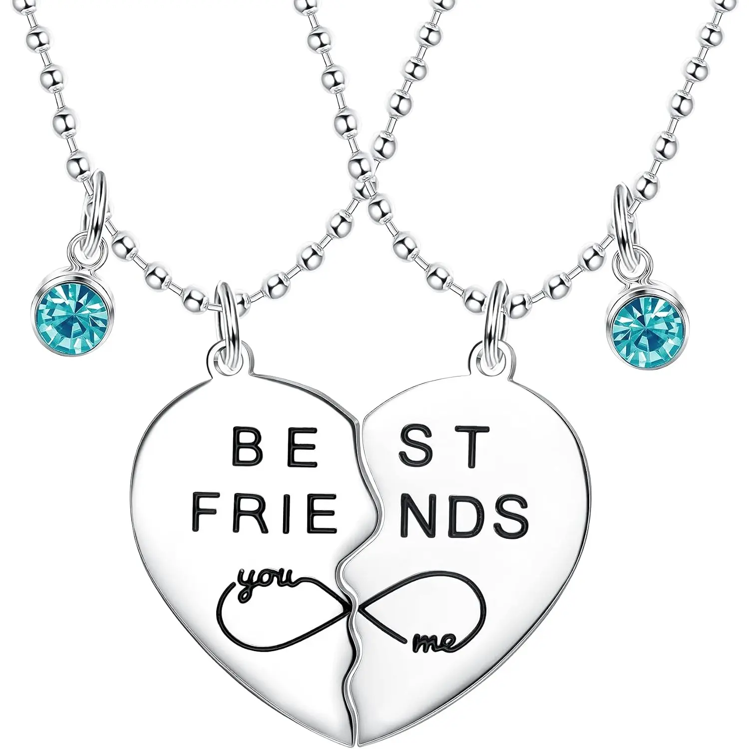 2 Pcs Best Friendship Necklace Friendship Gift BFF Women's Fashion Jewelry Set Engraved Puzzle Necklace Good Friends Crystal Matching Love Heart Friendship Gifts Birthday Presents