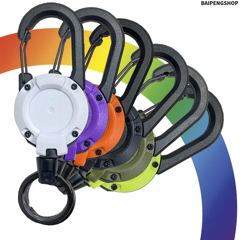 2026 Heavy-Duty Utility Retractable Keychain Clip, Strong Steel Wire Retractable Cable, Compact High-Elasticity Secure Tether, Sturdy Lanyard For Fishing Tackle & Outdoor Gear