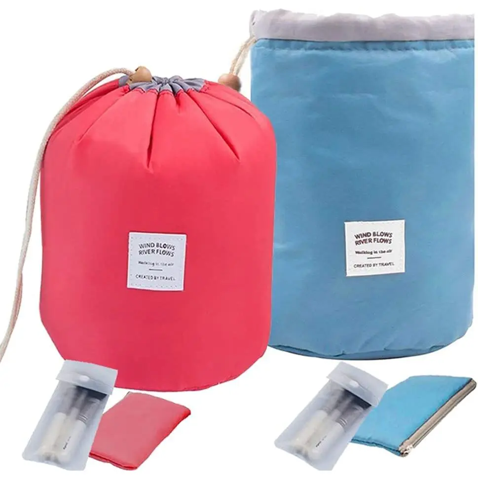 Travel  Bucket,Portable Makeup Toiletry Organizer(Blue+Red)
