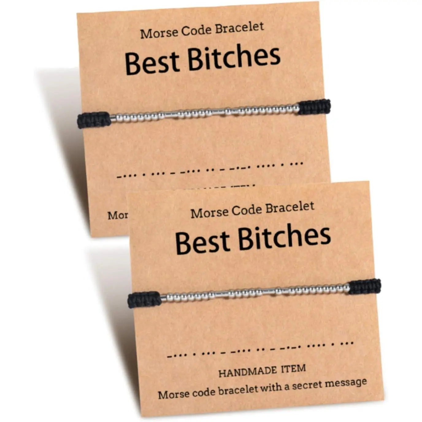 Bitches Morse Code Bracelet, Funny Friendship  | Matching bracelet set for  ,  for Valentine's Day, Christmas, and fun friendship moments with women