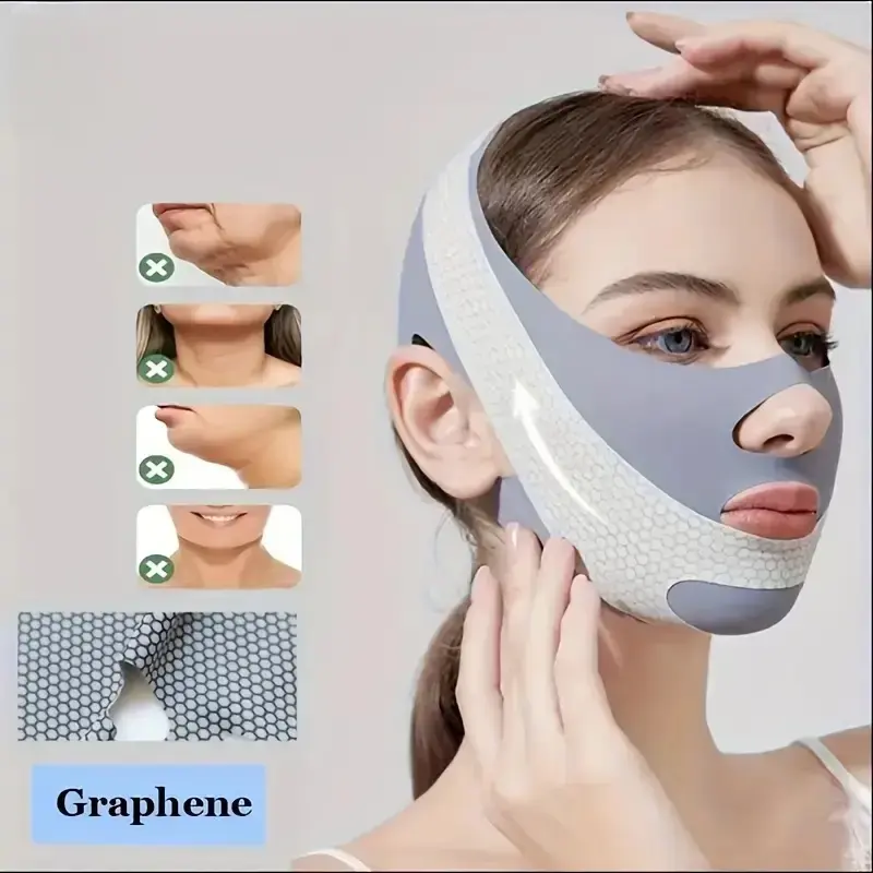 1pc Breathable Sleep Mask, V-Shape Facial Slimming Bandage, Scent-Free, Relaxing Face Shaping Patch, Adjustable Reusable, Facial Care Tools