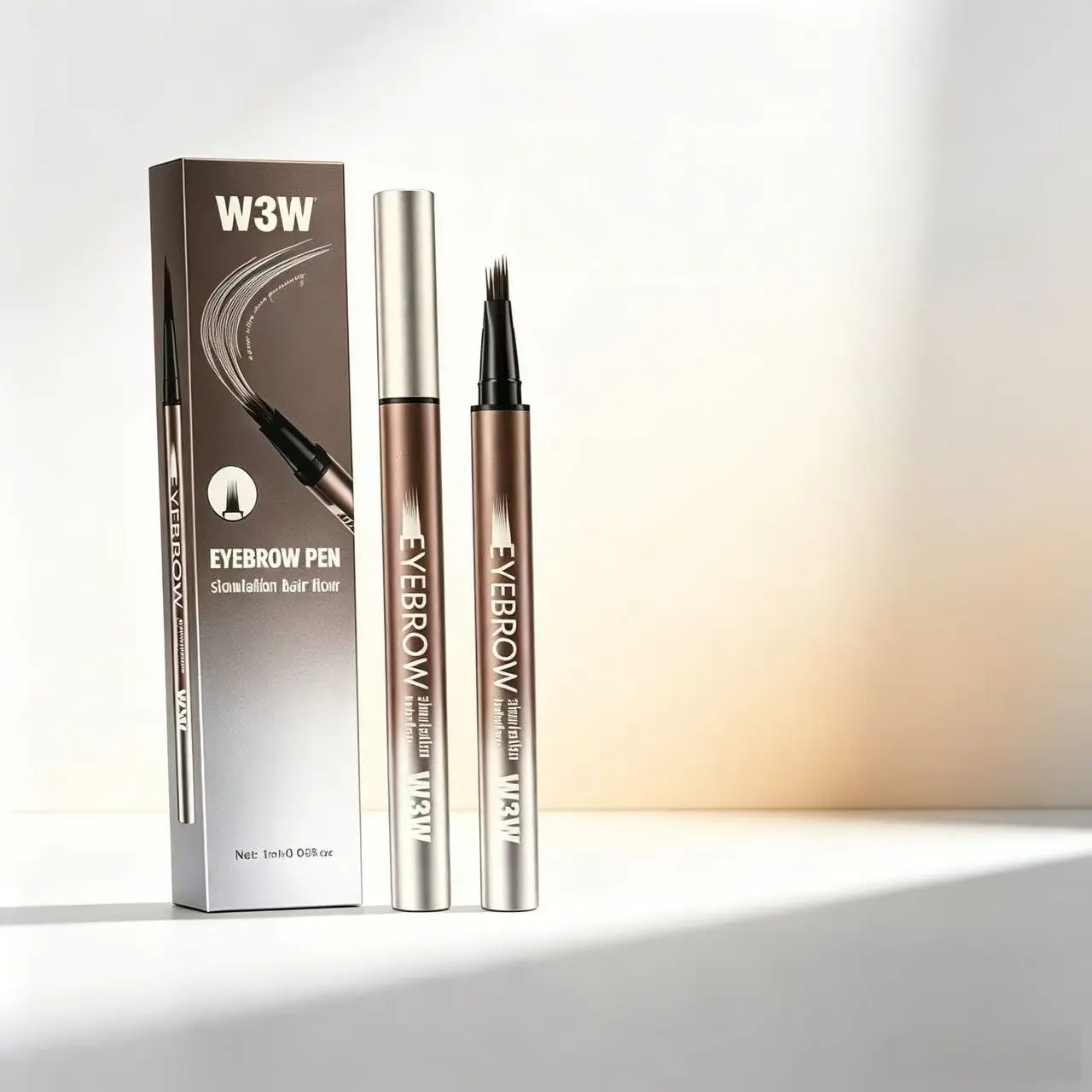 W3w Waterproof Micro Sculpting Cosmetic Eyebrow Pencil, Sweat-Proof, No Smudging, Multi-Branched Liquid Formula, Precise Brow Definition, Eyebrow Makeup Products, Precisely Sculpted Brows