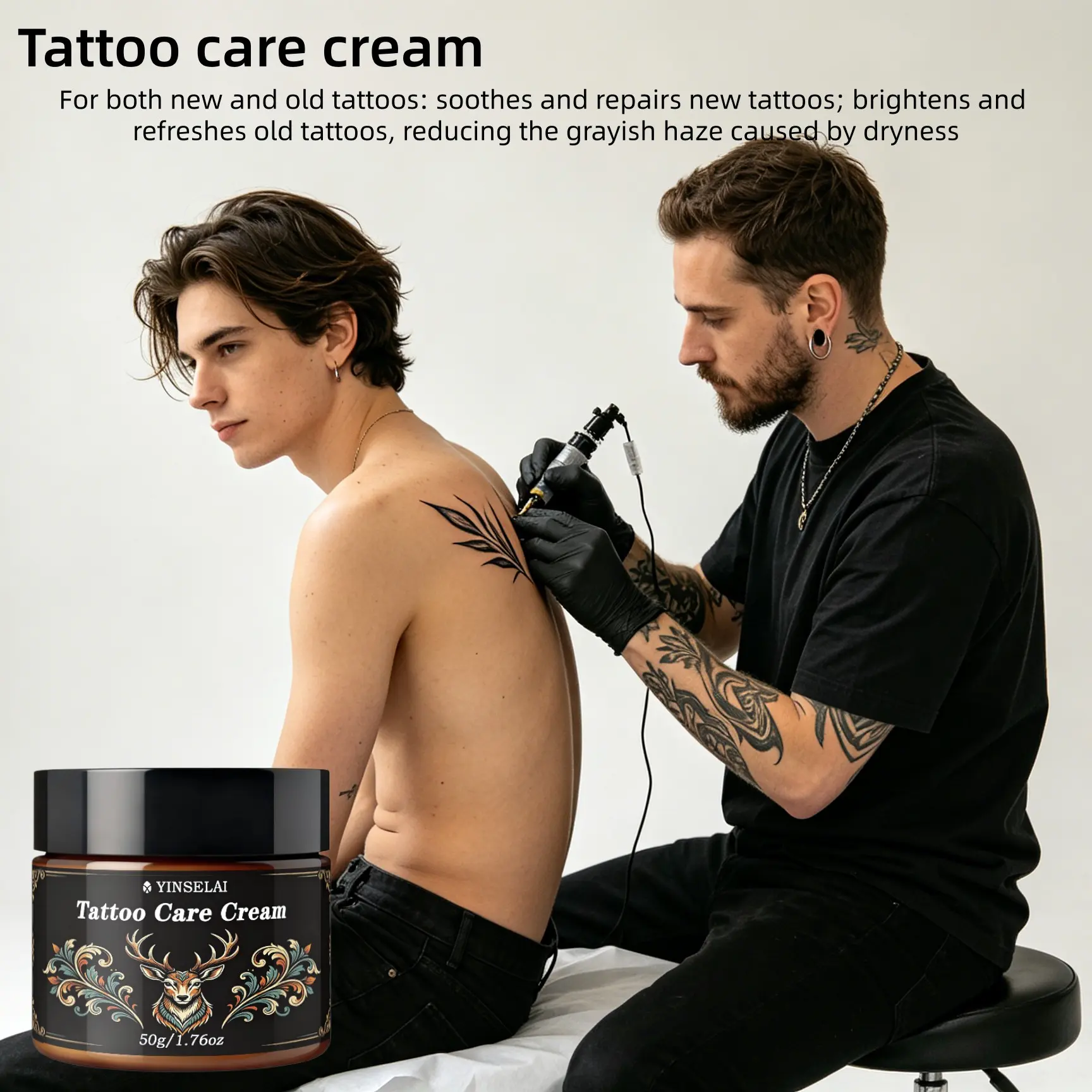 Tattoo Aftercare Balm, Deep Moisturizing Repair, Prevents Ink Fading, Nourishes Dry Tattoo Skin, 50g, Non-Toxic Skincare Product, Tattoo Treatment Balm