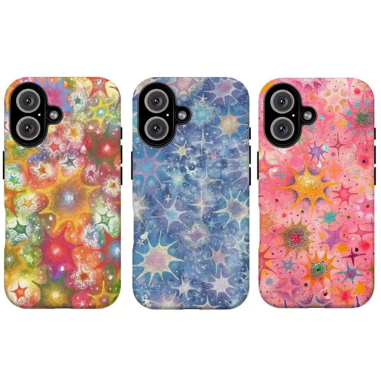 Whimsical Watercolor Starburst Phone Case|Dreamy Celestial Pastel Galaxy Print Phone Cover For iPhone 17 Pro Max 16 15 14 13 12 11 for Samsung S21 S22 S23 S24 S25 S26 Phone Case|Tough Phone Case|gift for him for her|Best Gift