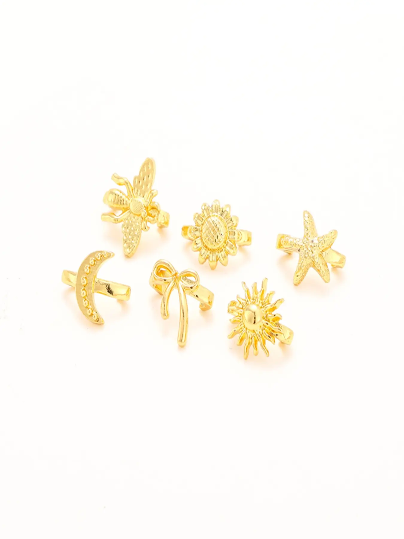 6Pcs Retro Zinc Alloy Flip-Flop Accessories, Decorative Shoe Accessories, Star Sun Moon Bee & Butterfly Shoe Decorations, Cute Shoe Charms, Shoe Charms Set, DIY Charms for Women's Summer Shoes, Fits Havaianas, Sandal Charms