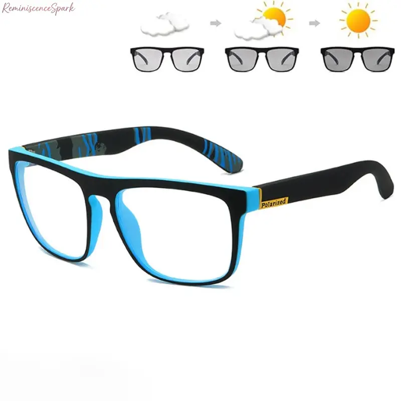 Unisex Lightweight Multi-Use Photochromic Blue Light Blocking Sports Sunglasses - UV400 Shield, Light-Adaptive Anti-Slip Cycling Frames, Wraparound Outdoor Eyewear for Road Cycling, Daily Driving, Universal