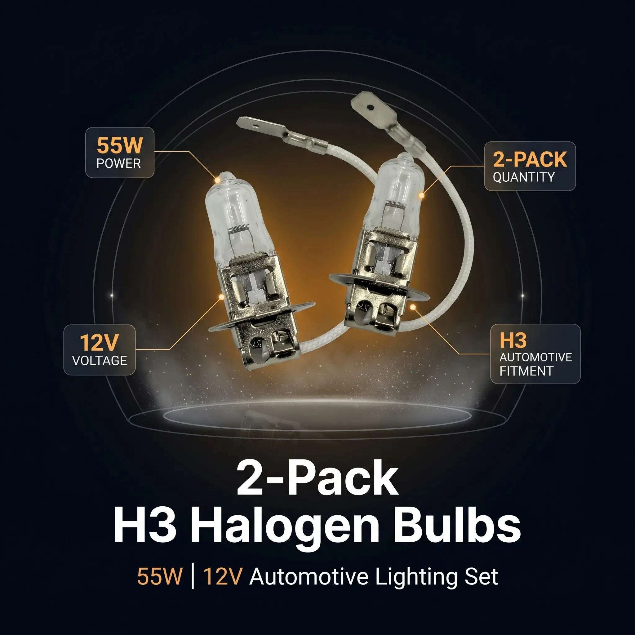Two H3 halogen car fog front headlights, mini size, super bright car bulbs, plug-and-play bulbs, car headlight bulbs, suitable for cars and SUVs with halogen headlights, Car Accessories