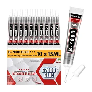 B7000 Rhinestone Glue Clear 10 PCS 15ml – Strong Transparent No Trace Jewelry Glue with Precision Tip, Quick Dry Multi-Purpose Adhesive for Making Nail Makeup Fabric Shoes Craft Phone Repair