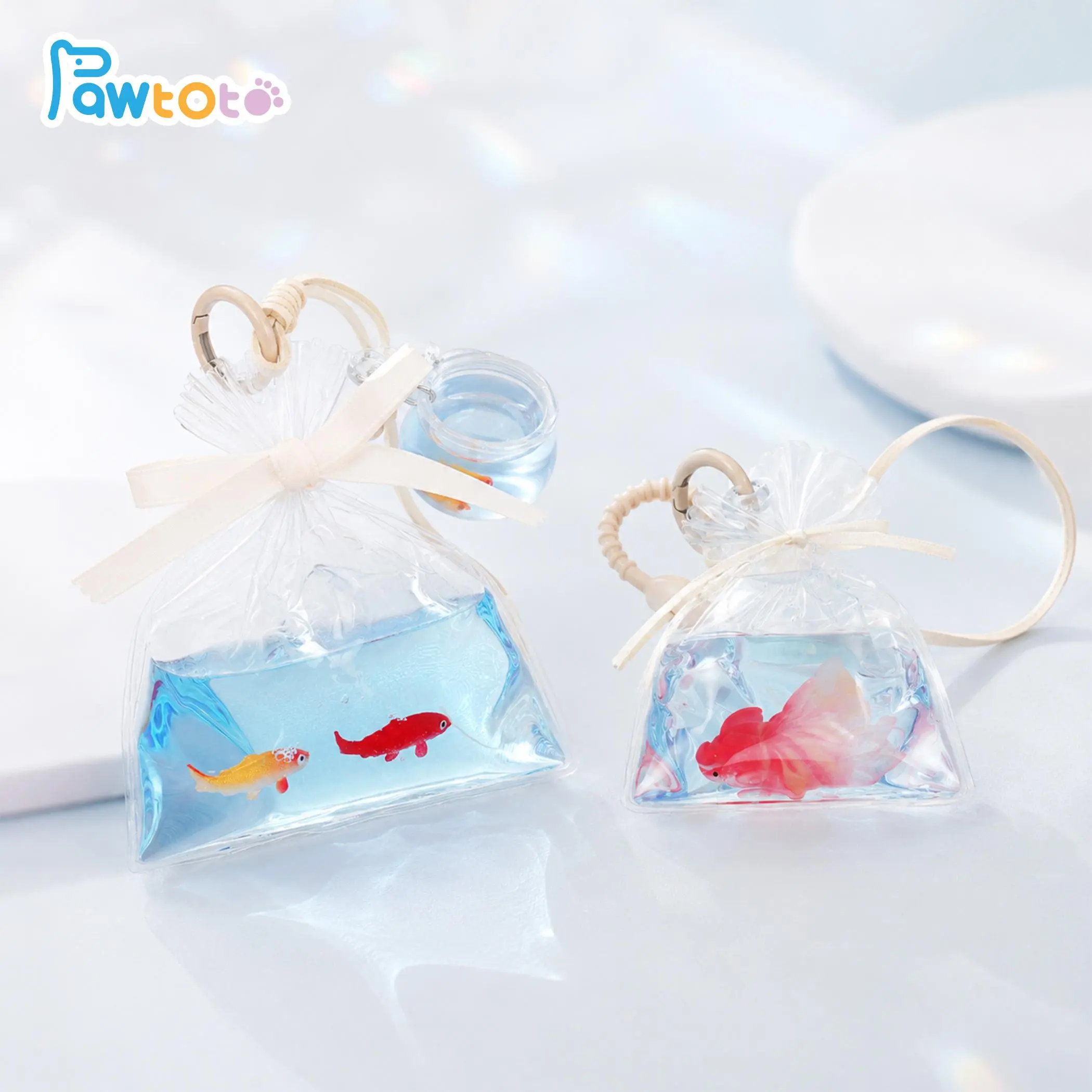 Pawtoto Golden Fish Soft Fidget Squishies - Handmade Food Grade Silicone Stress Ball, Desk Companion, Summer Office Stationery Gift for Relaxation