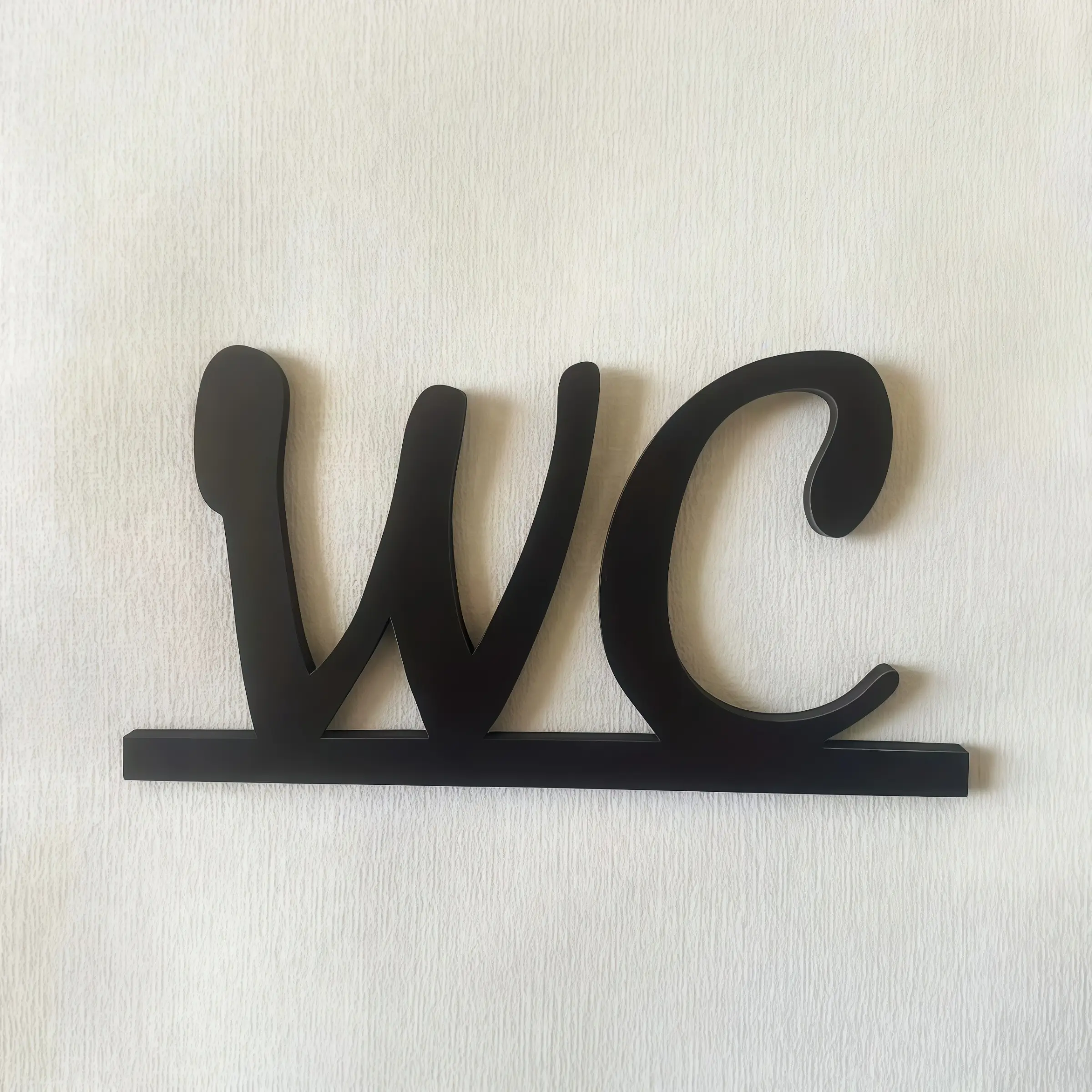 2D Flat Wooden Bathroom Sign with Self-Adhesive Door Sticker, Toilet Sign, Minimalist Style, Easy Install, Home Office Decor