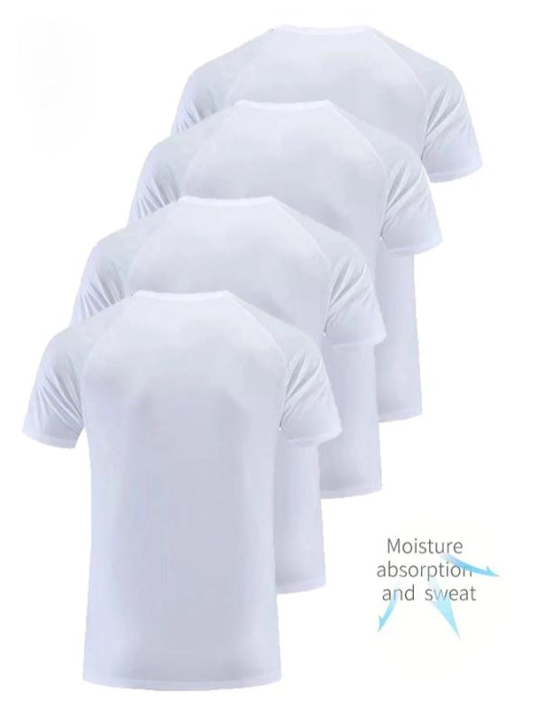 Kyn Apparel 4-Pack White black Men's T-Shirt Thin Solid color Quick Drying Breathable Sweat-Absorbent Shirt Suitable for Fitness Gym and Run