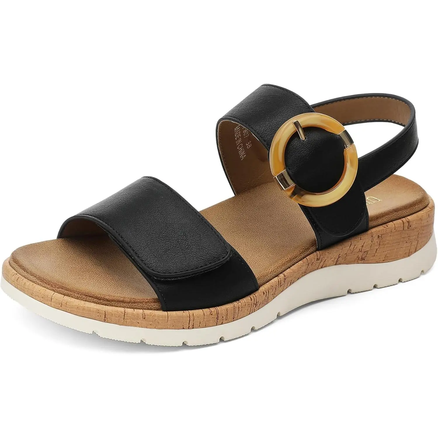 UBFEN Women's Low Wedge Casual Walking Sandals - Wide Feet Active Sports Footwear with Arch Support, Cushioned Insole, Lightweight Design, Open Toe, Adjustable Straps for Everyday Use, Vacation
