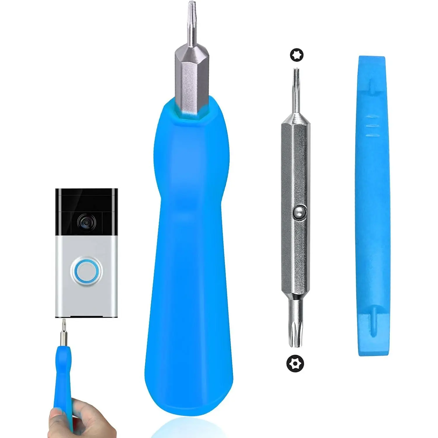 Video  Bit Set for  and Wifi Access(Blue) | Video Doorbell , Double-Ended T6 T15 Screw Driver Tool for Camera Video Doorbell ,  Change