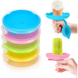 [Summer Essentials]MORLIKE Silicone Popsicle Holders with Travel Case, Mess Free Ice Cream Cone Holders for Kids to Manage Melting Frozen Treats, Reusable & Dishwasher Safe Popsicle Drip Catcher for Party Home (4 Pack)gift