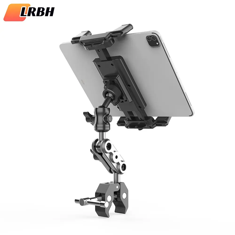 LRBH Tablet Holder for Treadmill/Spin Bike/Stroller/Wheelchair/Golf Cart/Poles/Music Stand/Stationary Bike,360°Rotatable Adjustable iPad Mount, Premium iPad Stand,Compatible for 4.7~12.9" phone/Pad/Nexus/Fire HD/e-Book/LG G/Switch