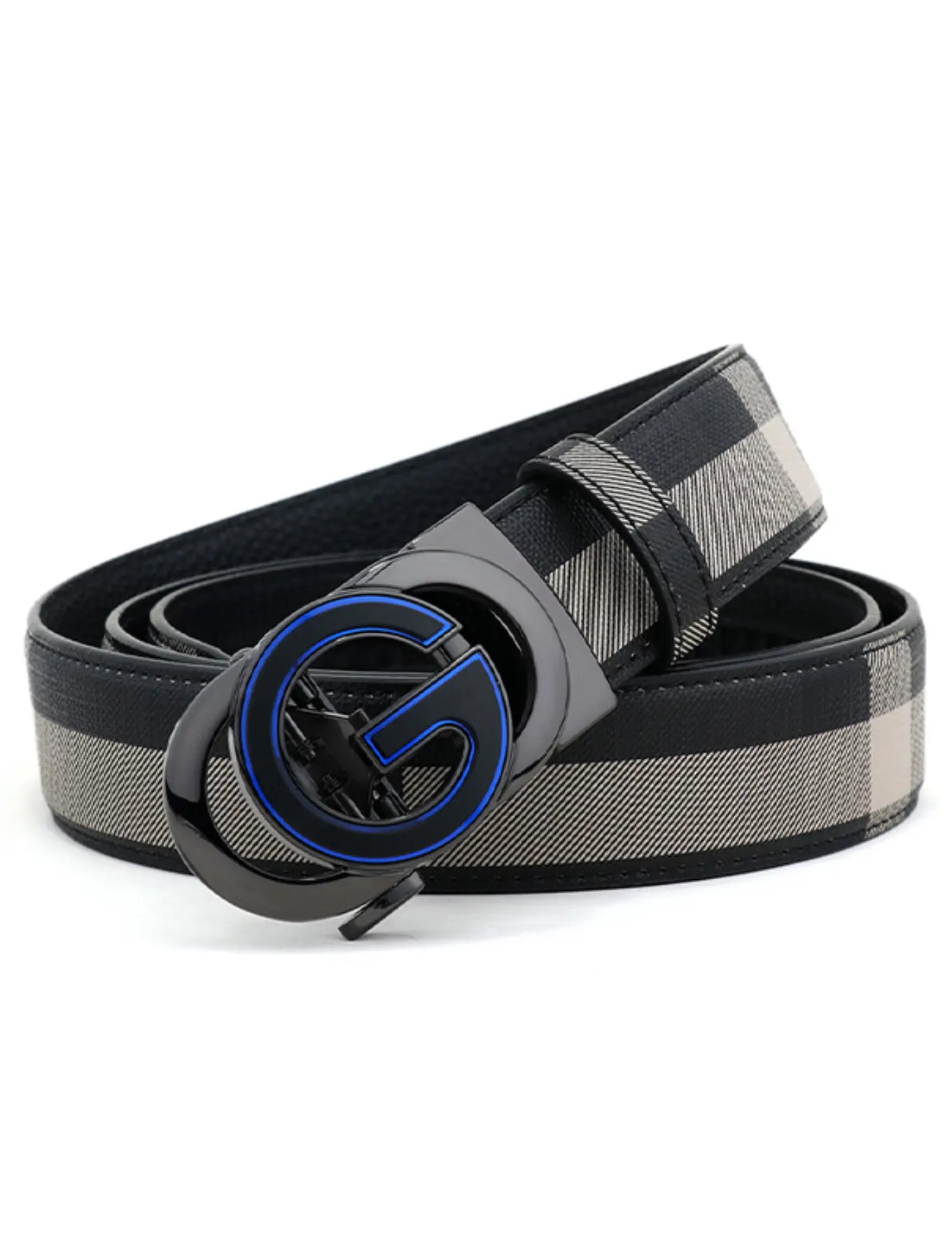Men's Automatic Buckle Design Belt, PVC Leather All over Print, Casual Business Style, Random Cut Patterns, All Seasons Fashion Belts