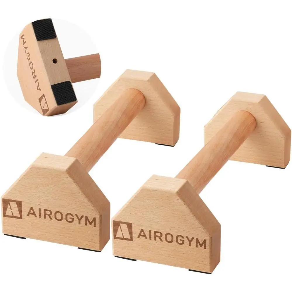 Push-up Stand, 2 PCS Wood Pushup Bars Non-Slip Base Exercise Home Workout Equipment, 30CM Wooden Parallettes Handle Stands Grip for Men Strength Training, Planks Calisthenics