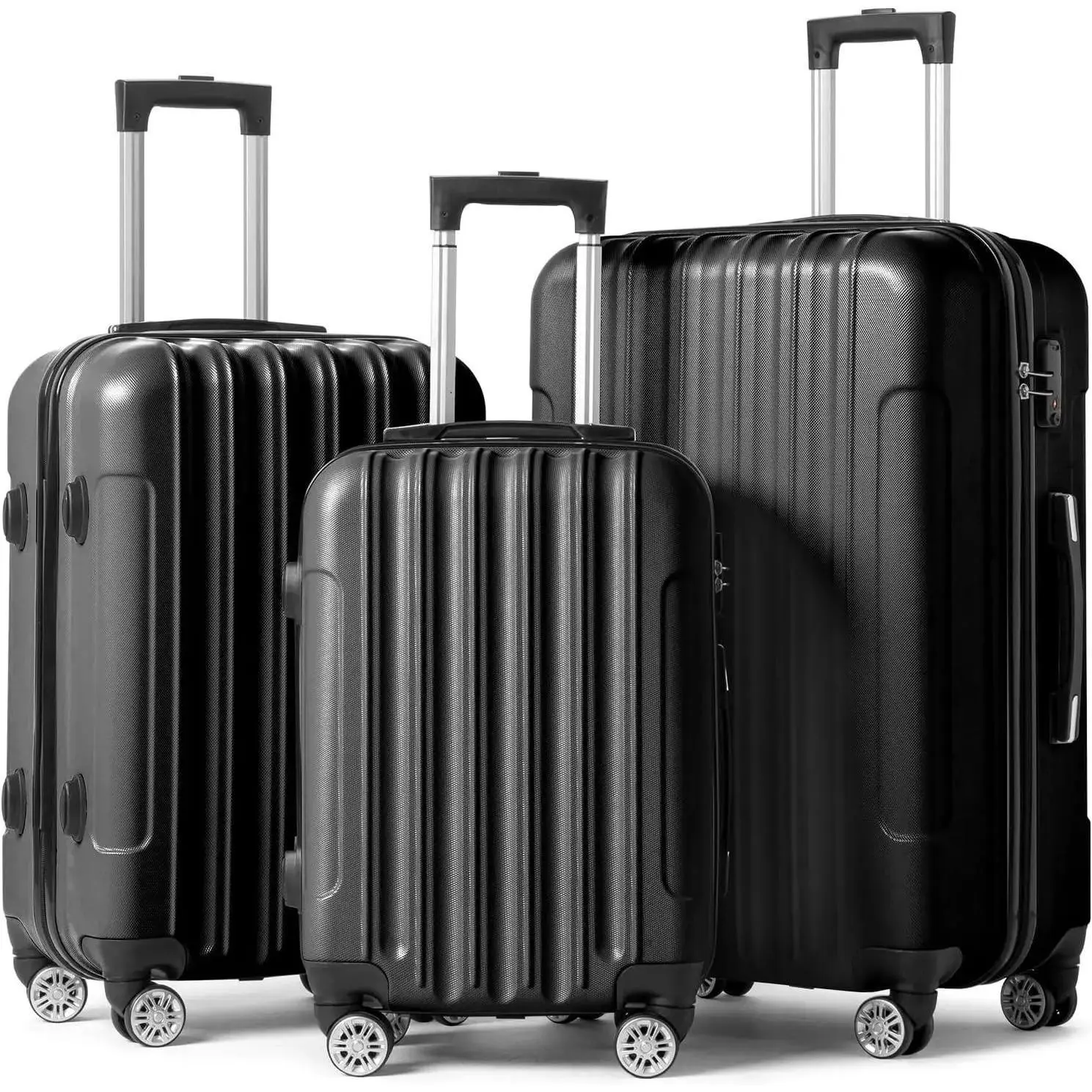 3-in-1 ABS Luggage Set 20 24 28 Inch Spinner Wheel Suitcase Hard Shell Large Capacity Travel Carry On Set Durable Multifunctional Storage Suitcase Set