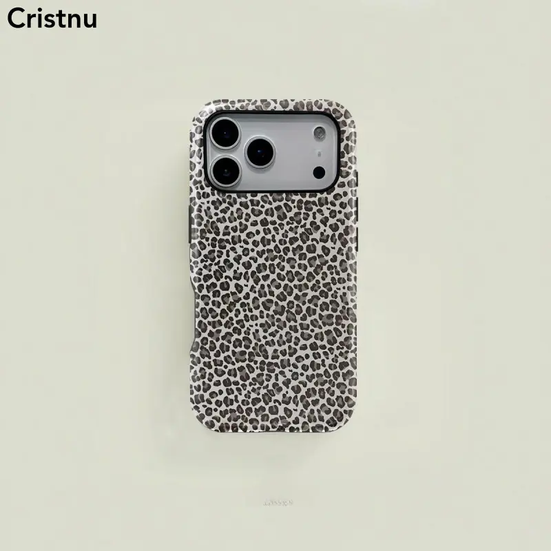 Leopard print fashion temperament pattern two-in-one mobile phone case, texture, durable, shockproof, stylish protective cover for iPhone 11 12 13 14 15 16 17 Pro Max Pro Plus, compatible with Samsung Galaxy S25 S24 S23 Ultra