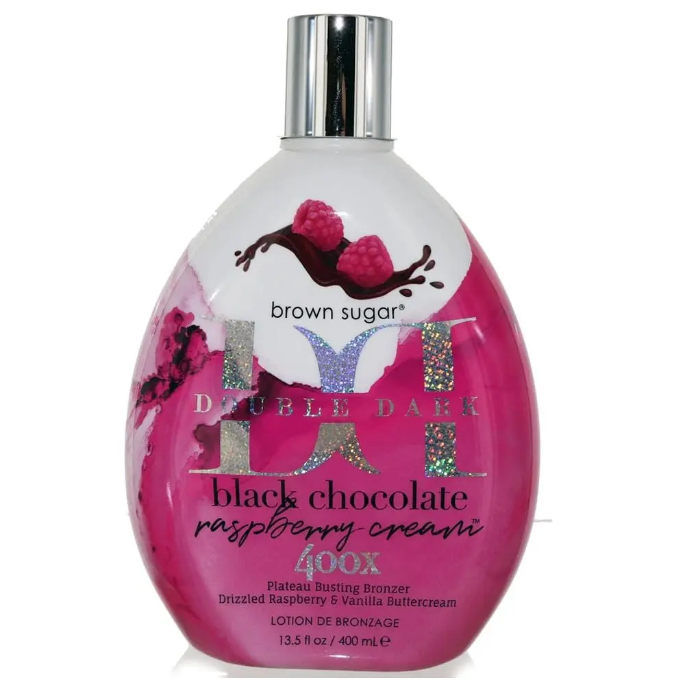 Black Chocolate Raspberry Cream 400X Plateau-Busting Bronzer Tanning Lotion with Max Silicones, Skin Hydrators, Advanced Color Enhancers – 13.5 oz