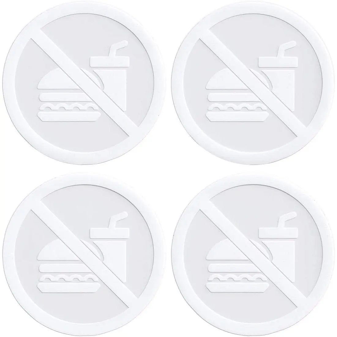 - Clear Transparent White No  or Drink Allowed Sign - Self Adhesive Peel and Stick Vinyl Decal For Glass Door or Window - 3.5 inches in Diameter | Pack of 4 count