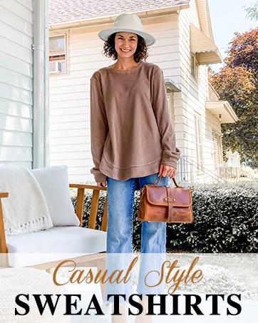 WIHOLL Womens Sweatshirt Crewneck Long Sleeve Shirts High Low Tops Curved Hem*(Size UP 1-2 for True Oversized Look!)* SpringStatements