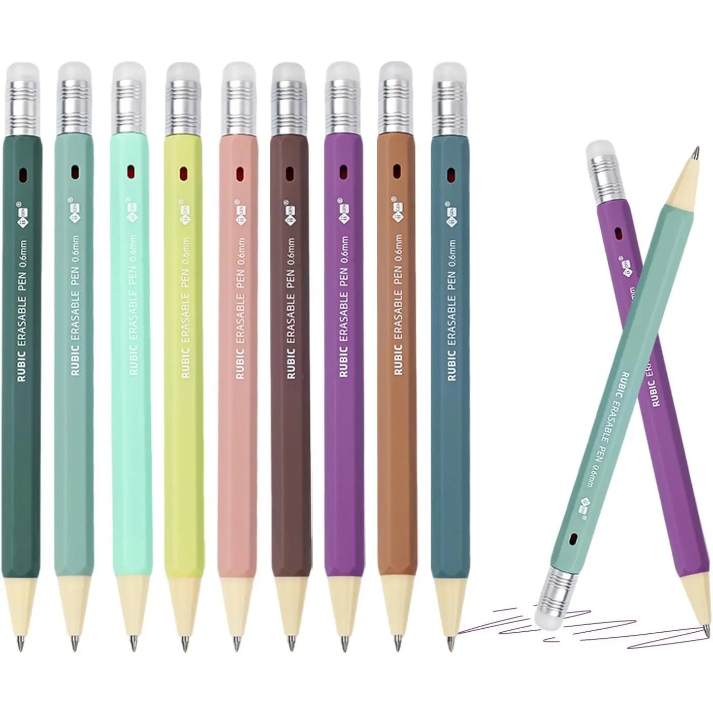 RUBIC 0.6mm Erasable Gel Pens 9 Forest Reverie, School & Planner | Retractable twist, Quick-Drying & Ultra-Smooth, Medium Point, for Drawing, Writing and Journaling, School & Office Supplies