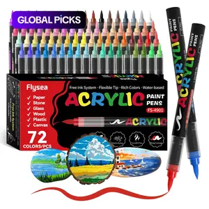 Acrylic Paint Soft Brush Markers Set, Soft Brush Tip, Automatic Ink Control, Paint Markers for Wood, Stone, Canvas, Glass, Fabric, DIY Crafts, Acrylic Marker Pens, Art Markers Pen, Coloring Markers #GLOBAL PICKS