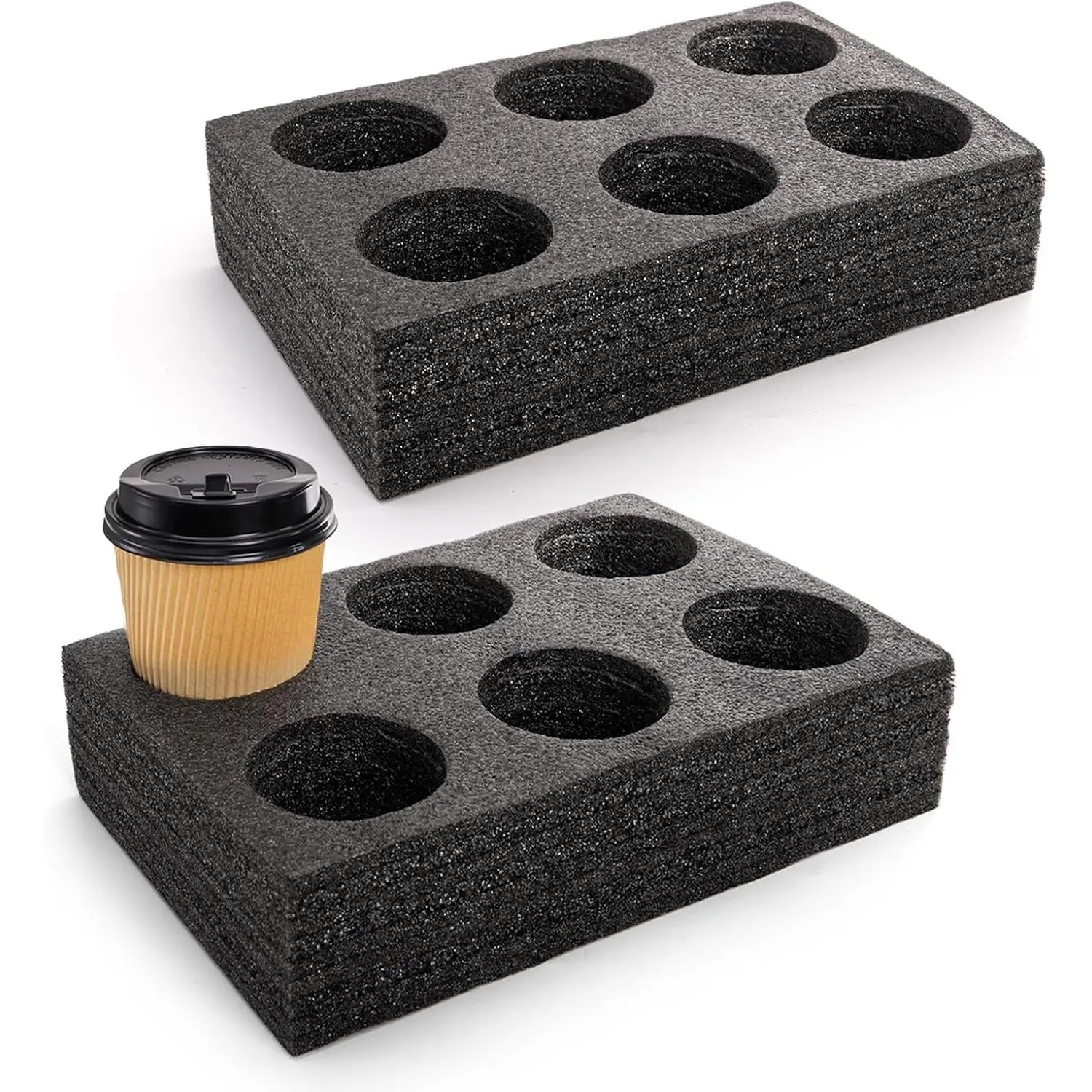 2 Pack Drink Carrier for Delivery, 6 Cup   Coffee Tray for Hot and Cold Drinks, to Go Drink Holder for Beverages, Delivery, Take Out, Outdoors