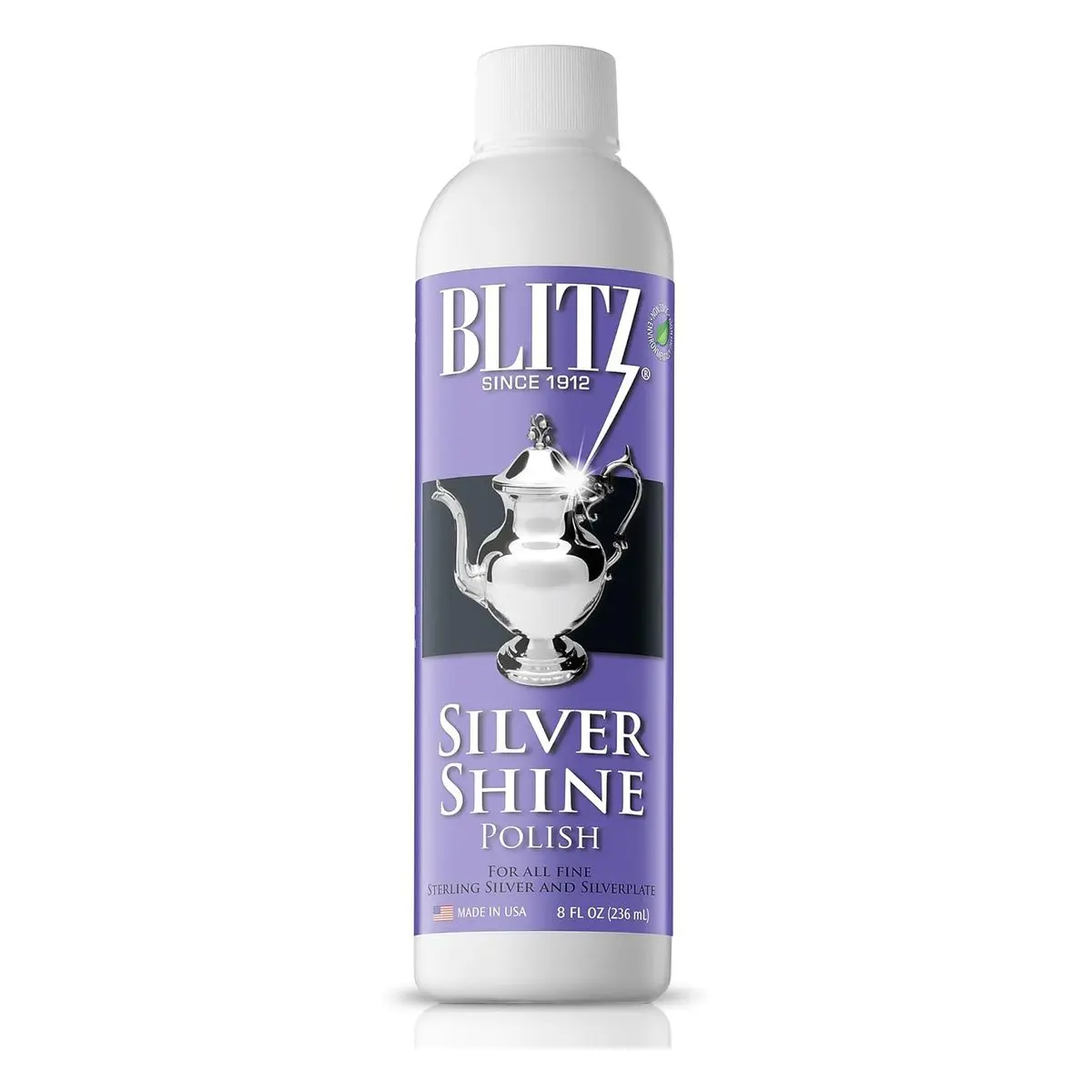 Household Liquid Silver Polish - Non-Toxic, Non-Abrasive - for Sterling Silver, Silverplate Jewelry, Flatware, Decor - 8 Oz
