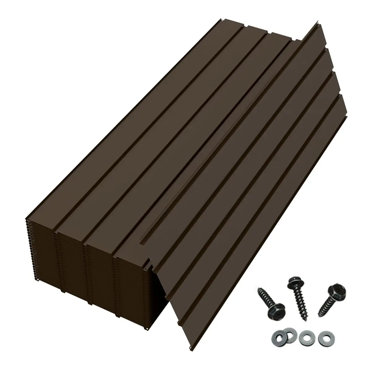 20 PCS Metal Roofing Panels, Galvanized Steel Corrugated Roof Panels Waterproof Heavy Duty Metal Siding Panels with Screws for Pergola Gazebo Garage Sheds Mobile Home (Brown)