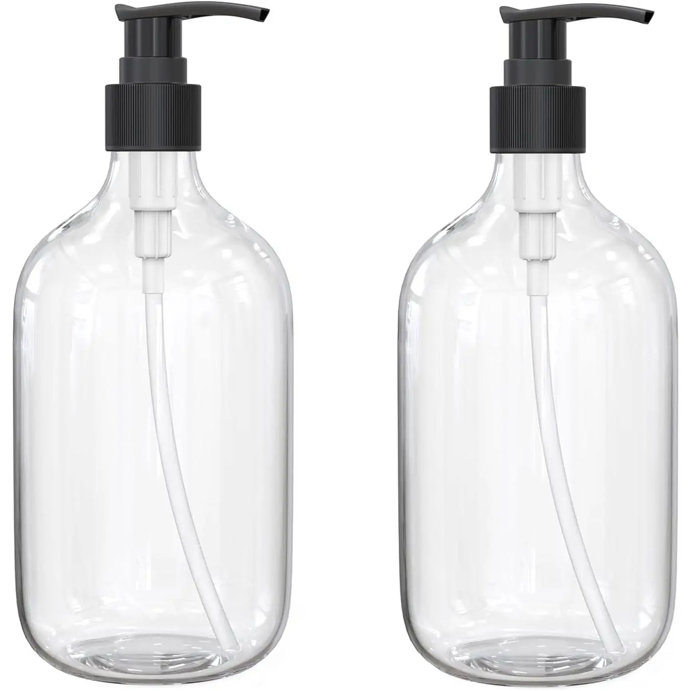 10 Ounce Clear Plastic Pump Bottle Dispenser, Refillable Empty Bottle Container with Pump for Essential Oil Soap Lotion Shampoo, 2 count | Refillable Empty Bottle Container with Pump