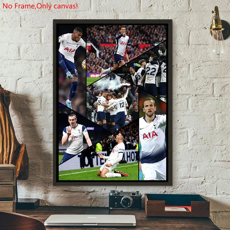 1 piece/set frameless canvas painting print poster, Classic Football player art,Tottenham Hotspur Football Collage, a perfect gift for football loves, ideal gift for bedroom, living room, dorm hallway, kitchen, mural, wall decoration, room decor