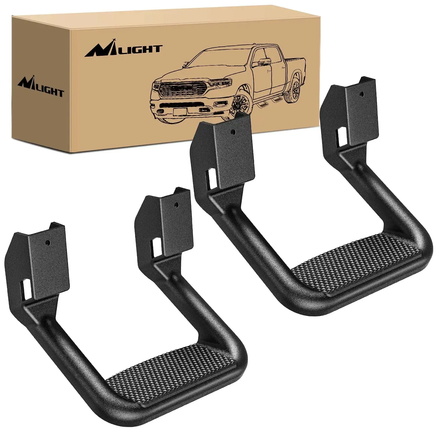 Nilight Universal Truck Side Steps - Non-Slip Chrome Plated Aluminum, 1-Piece Design, 2PCS, Supports 350lb Capacity, Eases Truck Entry/Exit, Fits Chevy, Ford, Toyota, GMC, Dodge RAM, SUVs, Trucks, All Seasons