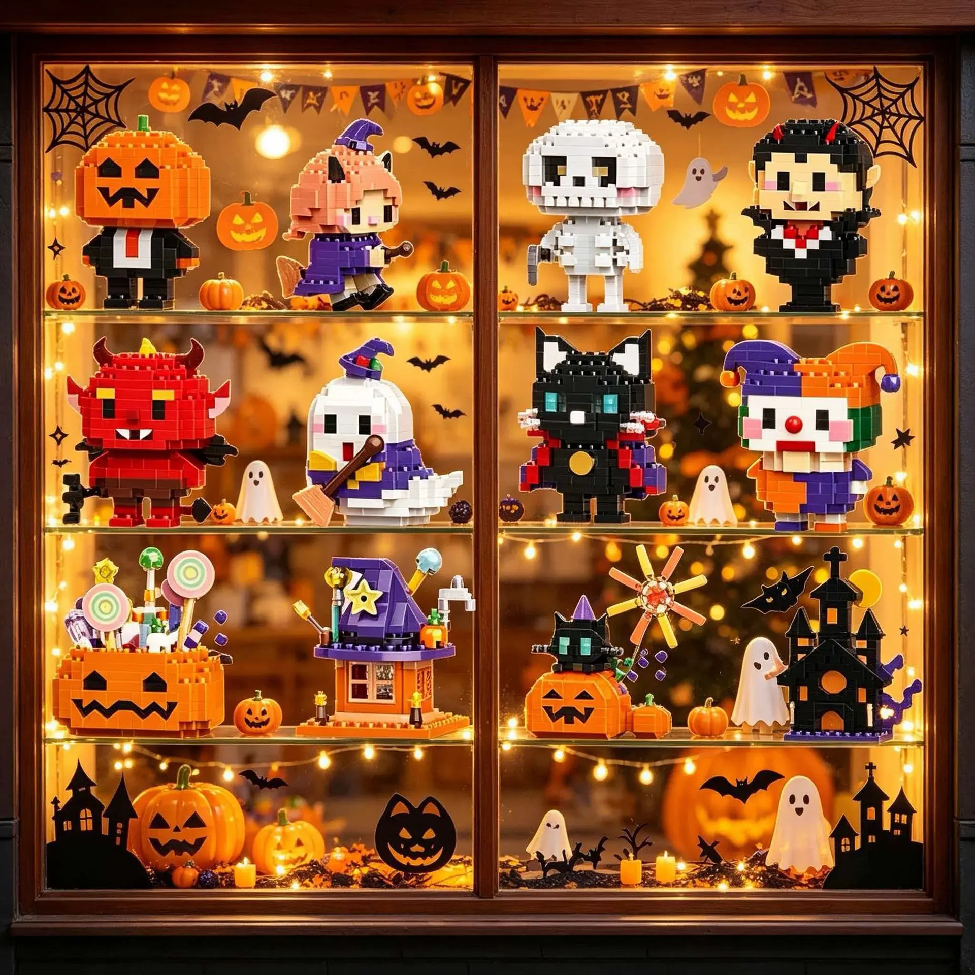 1pcs Halloween Mini Micro Brick Building Toy, Cute Spooky Character DIY Blocks, Pumpkin Ghost Witch Vampire Mummy Black Cat Decor, Halloween Party Favor and Trick-or-Treat Gift for Kids & Teens