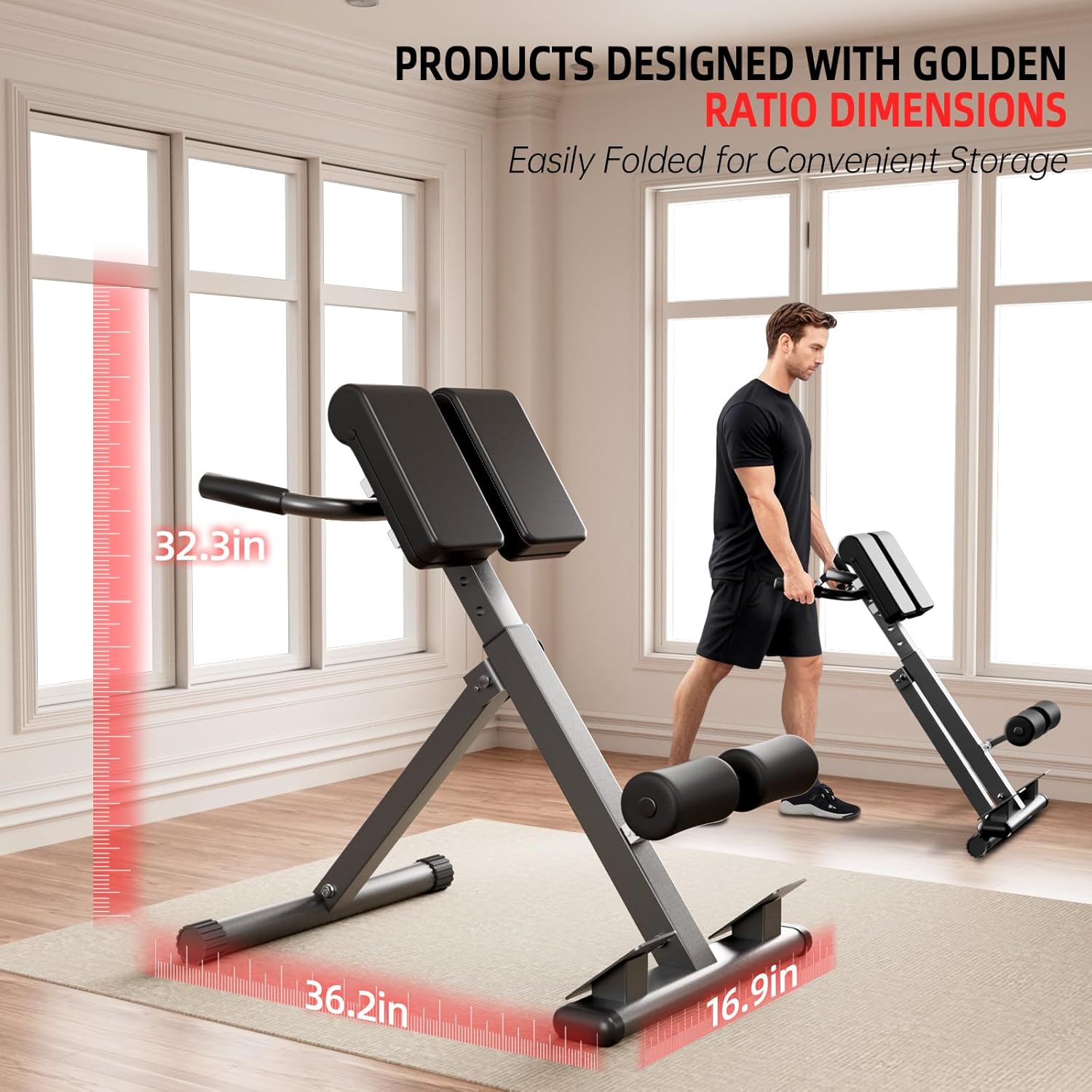 Roman Chair Hyperextension Bench - Adjustable Unisex Strength Workout Equipment, Home Gym Accessory & Home Workout Station for Glutes, Hamstrings, Lower Back - Foldable Multi-Purpose Gear, Back Extension Machine, Glute Workouts