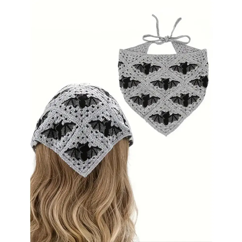 Bat Pattern Crochet Triangle Shawl, 1 Count Crochet Bat Scarf, Decorative Scarf, Fashionable Crochet Triangle Shawl for Women & Girls, Halloween Theme Textured Blanket Scarf, Shawl Cover Ups, Shawl Wrap, Lace, Hand Made, Crochet Craftsmanship