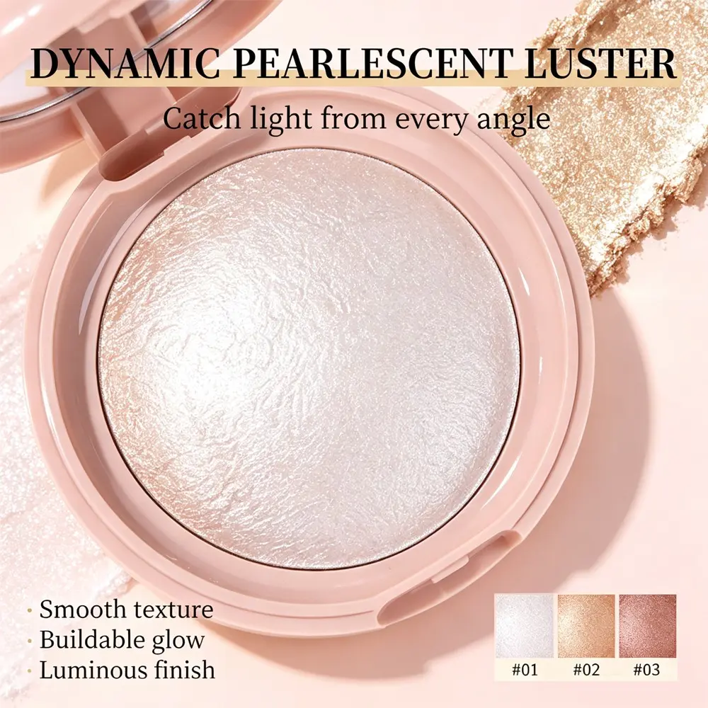 Christmas Glow! 3-Color Pearlescent Highlighter Balm, Silky Smooth Cream Highlighter for Face & Body, Glass Skin Dewy Finish, Long-Lasting Luminous Makeup Gift Set