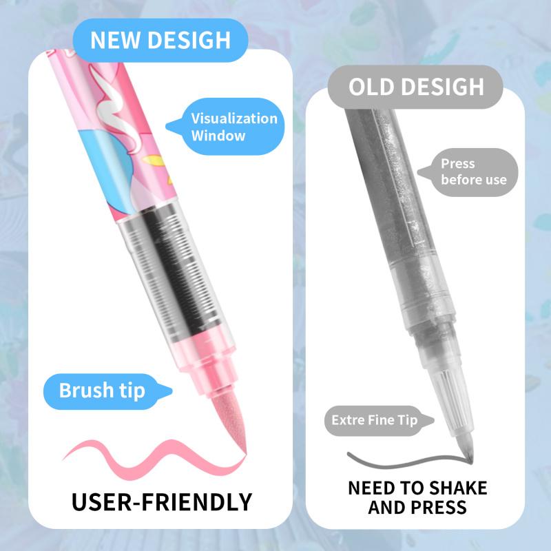 Acrylic Paint Markers,Macaron Series Set,Soft Brush Tip Water Based, Straight liquid Markers for Wood, Canvas, Rock Painting, Glass, Diy Crafts, Fabric Paint, Art Markers Pen, Brush Pens