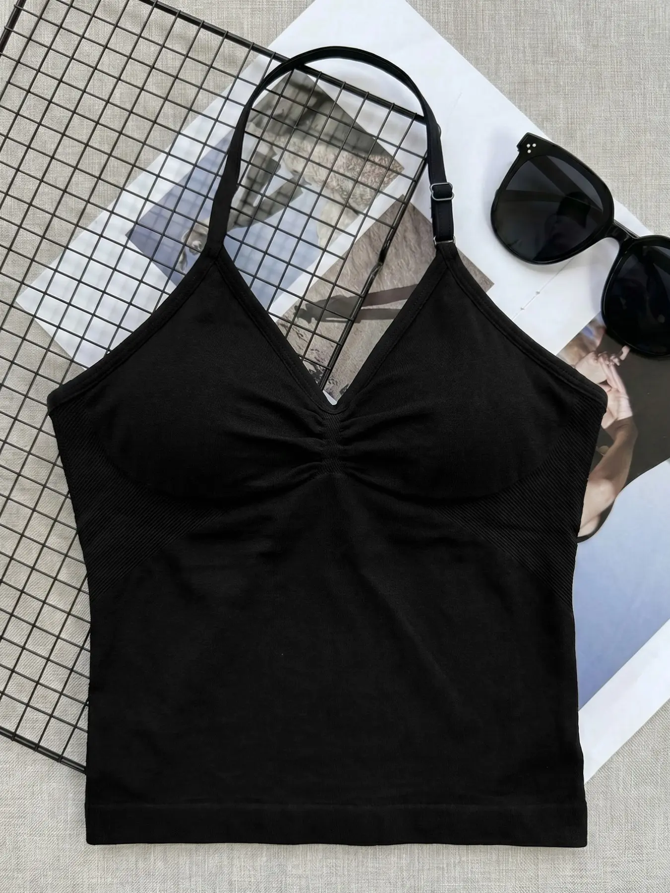 Women's Halter Neck Shapewear Tank Top with Removable Pads, Adjustable Straps Camisole, Seamless Comfortable Tops,  All Seasons