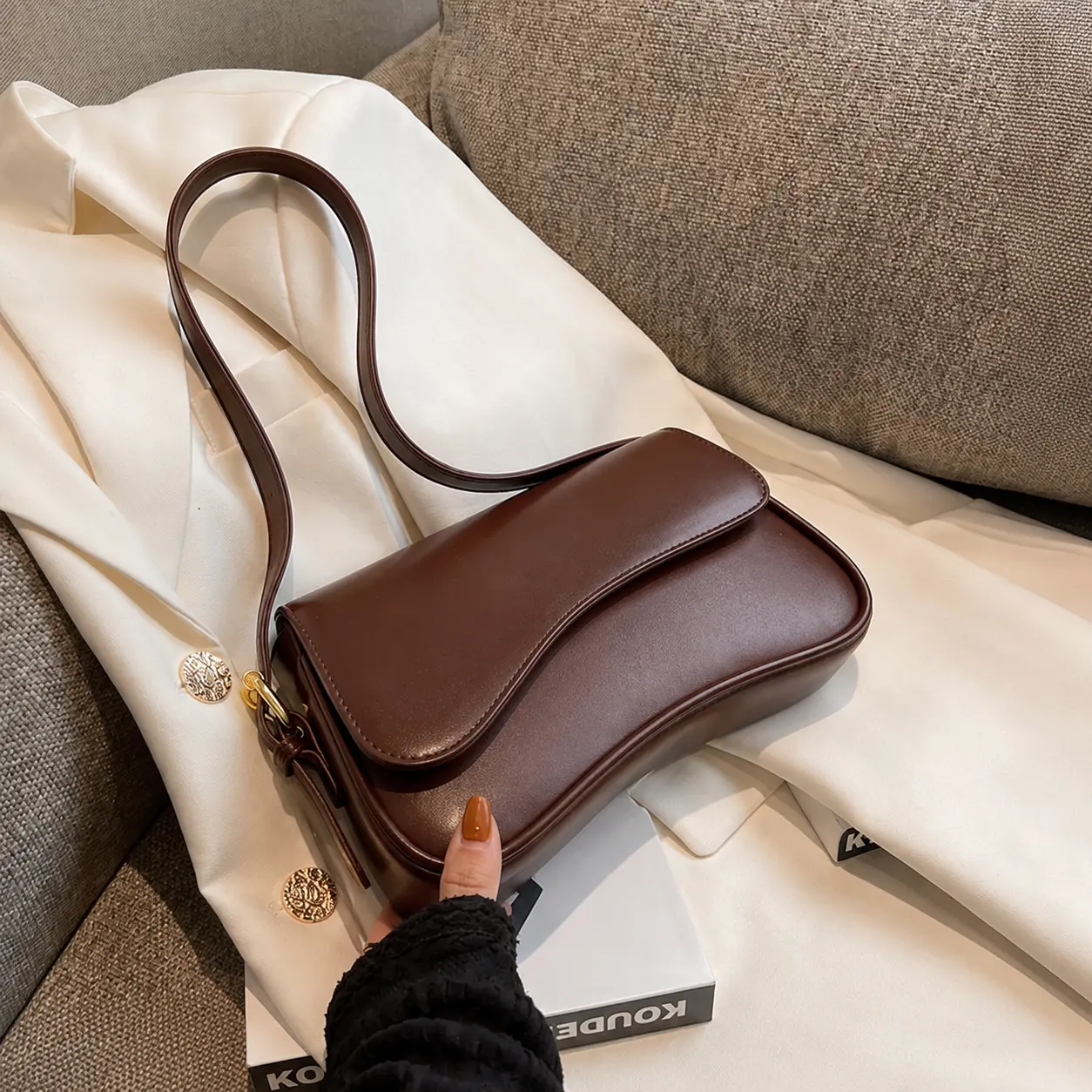 Women's Elegant Solid Color Flap Shoulder Clutch, Fashionable PU Leather Baguette Bag for Daily Life, Casual Trendy Versatile Convertible Shoulder Bag for Women & Girls, Fashion Purses, Crossbody Clutch Purse commuter