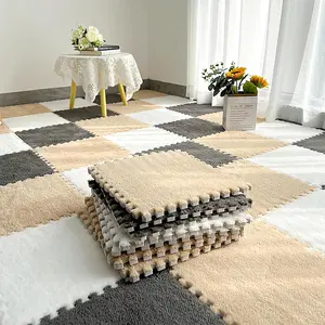 12 Pcs Plush Interlocking Carpet Tiles, Non-Toxic EVA Foam, Anti-Slip for Toddler Baby Floor Nursery, Grey White Light Brownfidget toys
