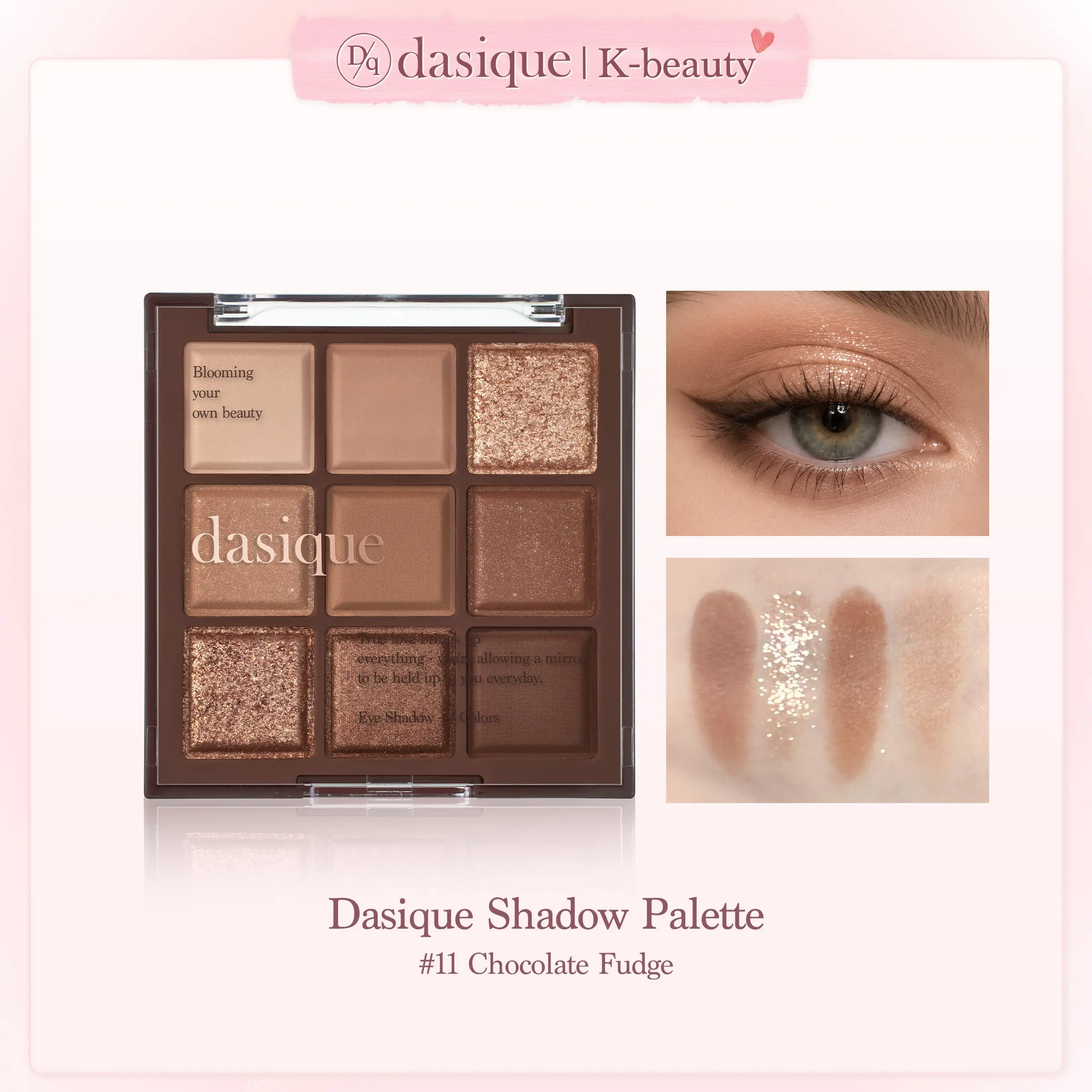 1Pc DASIQUE 9-Color Chocolate Eyeshadow Palette｜Chocolate-Bar Inspired Pan Design｜Matte & Shimmer Finishes｜Rich Brown Tones For Luxe Eye Looks｜Day To Night All-In-One