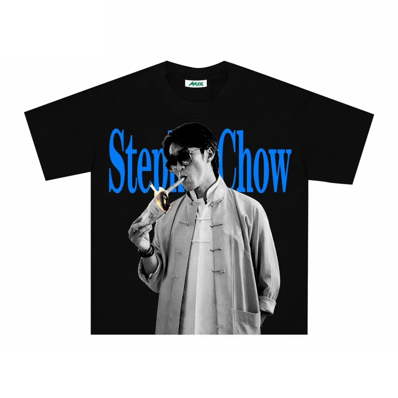Menswear 100% Cotton Round Neck Short-Sleeve T-Shirt - Unisex Vintage Hong Kong Film Star Graphic, Breathable Casual Top for Outdoor Camping, Street Look - Coordinates with Plain Bucket Hat, Metal Jewelry, Cotton Fabric, Shortsleeve, Graphic Tee, Outdoor