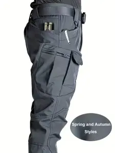 Men's Tactical Work Pants, Trouser, Multi-Pocket Casual Style, Stretchy Composite Fabric, Breathable, Ideal for Daily Wear, Spring & Fall