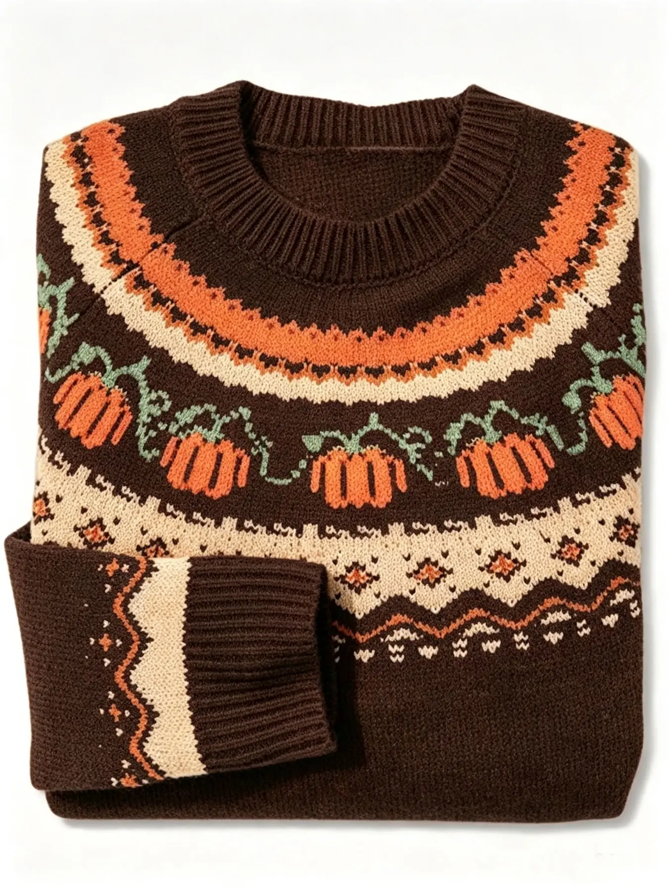 Plus Size Women's Halloween Loose Fit Casual Sweater, Pumpkin Pattern Pullover, Long Sleeve Round Neck, Fall & Winter Fashion