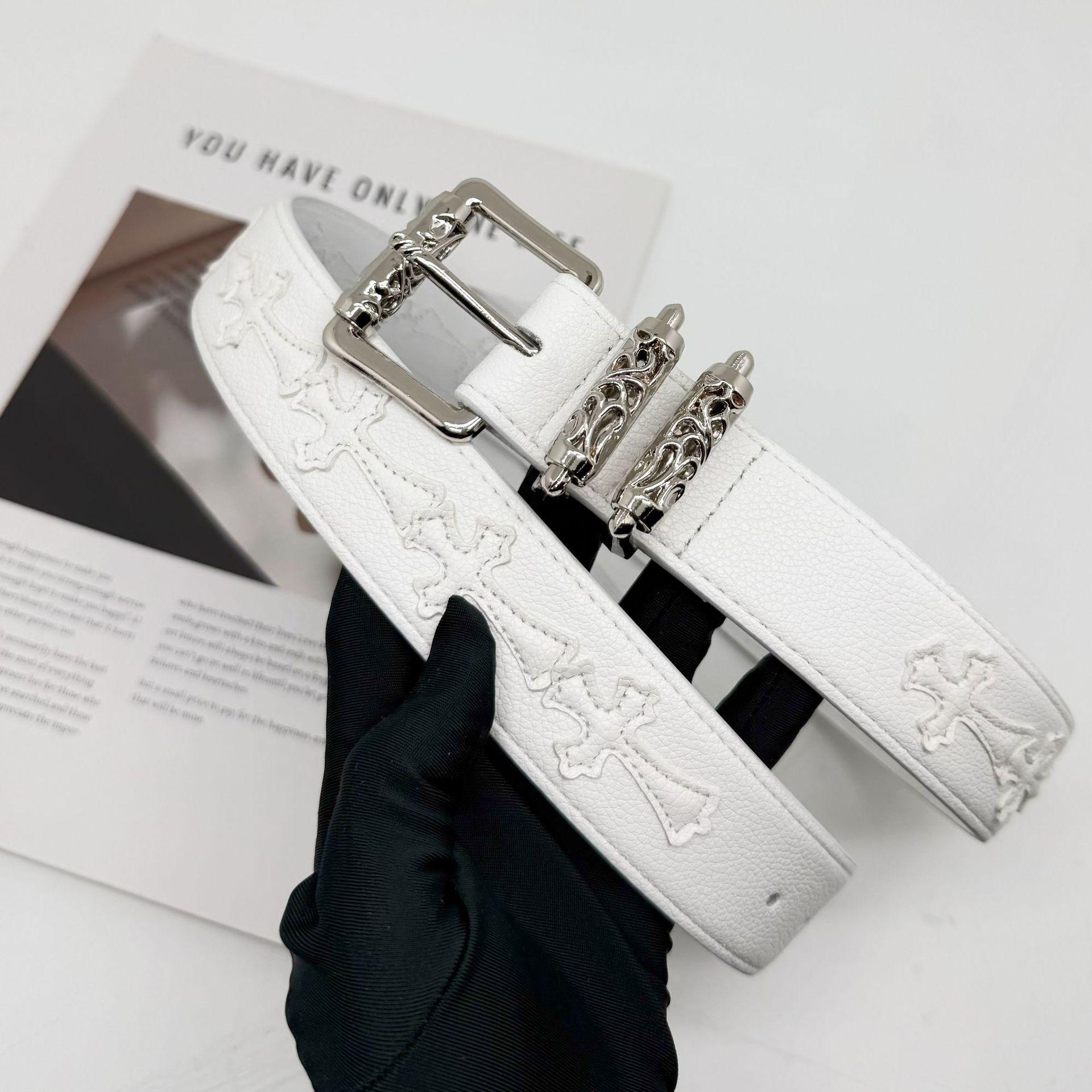 Punk Ste Cross PU Leather Belt| Lychee Pattern Colorful Design Unisex| Daily Outing Party Outfit Essential| Vine Roller Buckle Unique Trendy